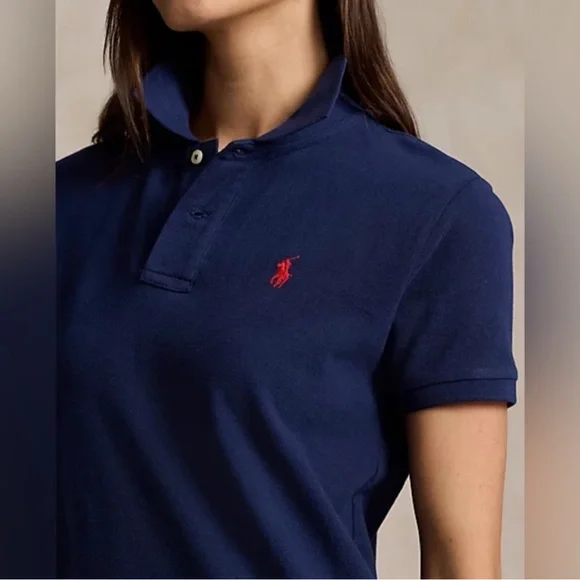 Ralph Lauren NWOT Dark Blue Cotton Mesh Polo Dress (Size Medium) - Picture 3 of 3